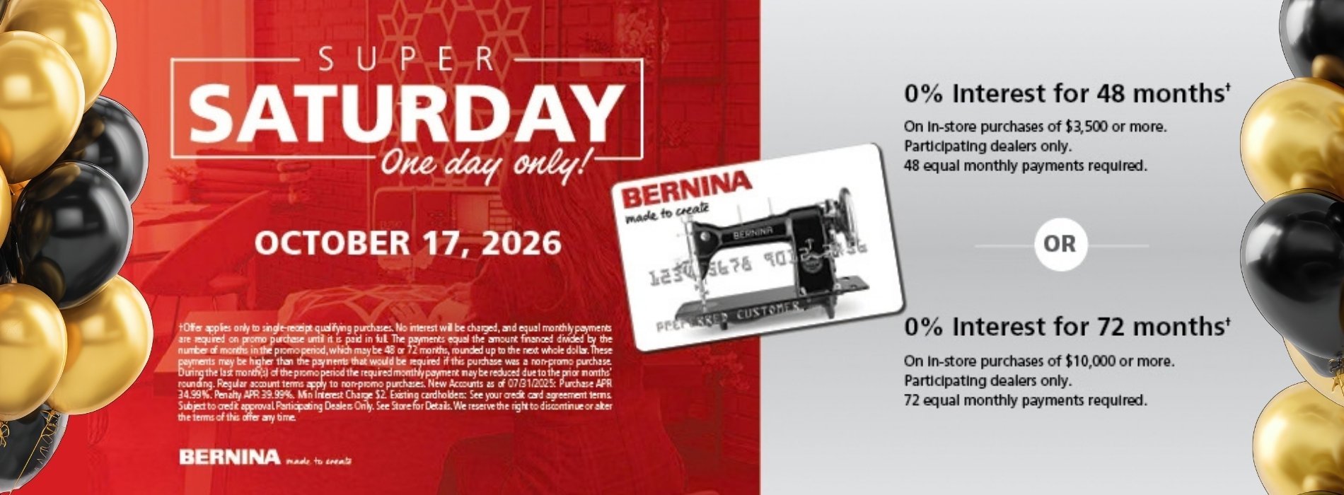 Super Saturday – One Day Only Bernina Promo – Take Down October 18th